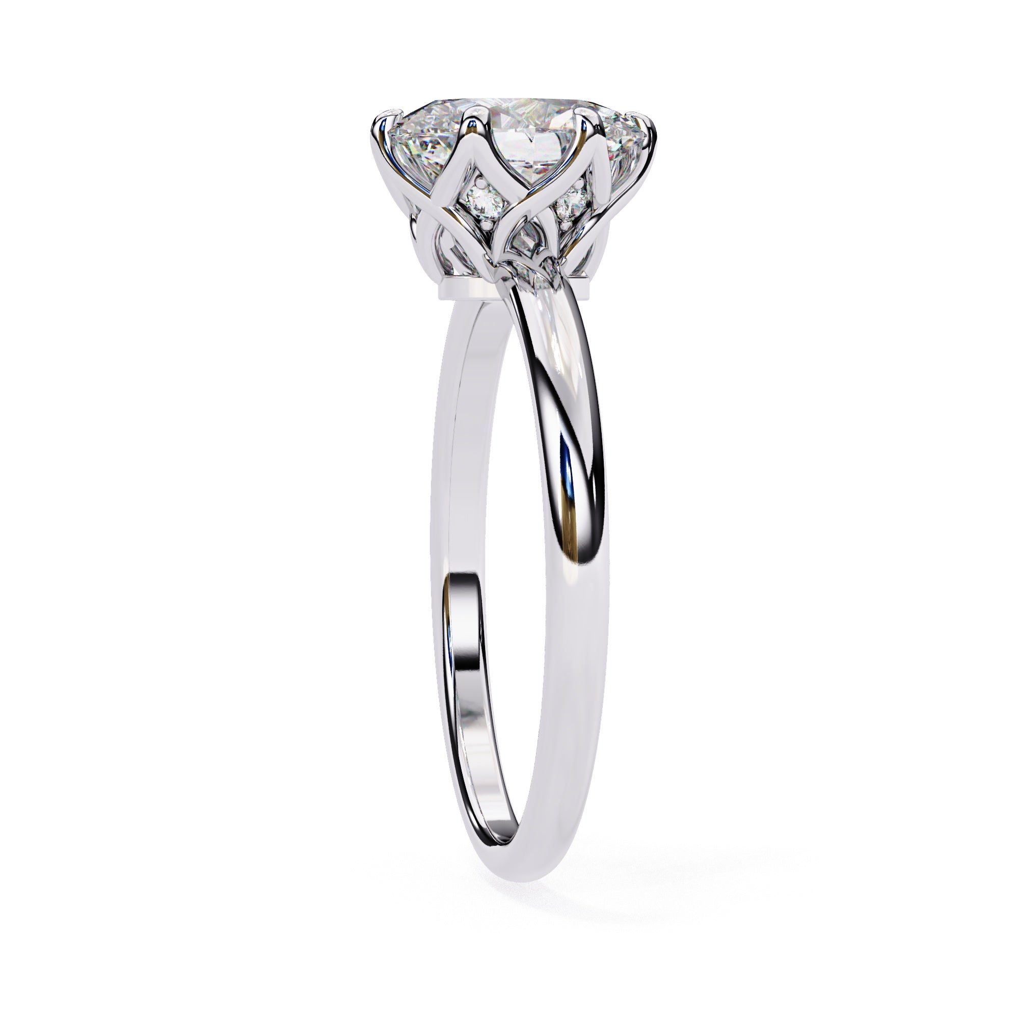 Elegant Radiance Central Solitaire Ring with Side Accents