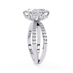 Radiant Central Stone Diamond Ring with Shimmering Side Accents