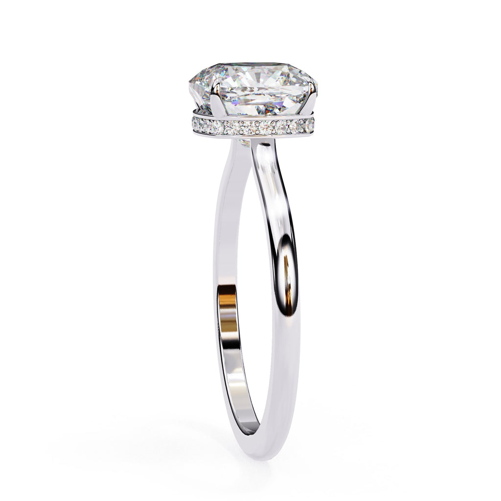 Radiant Central Stone Diamond Ring with Shimmering Side Accents