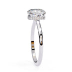 Radiant Central Stone Diamond Ring with Shimmering Side Accents