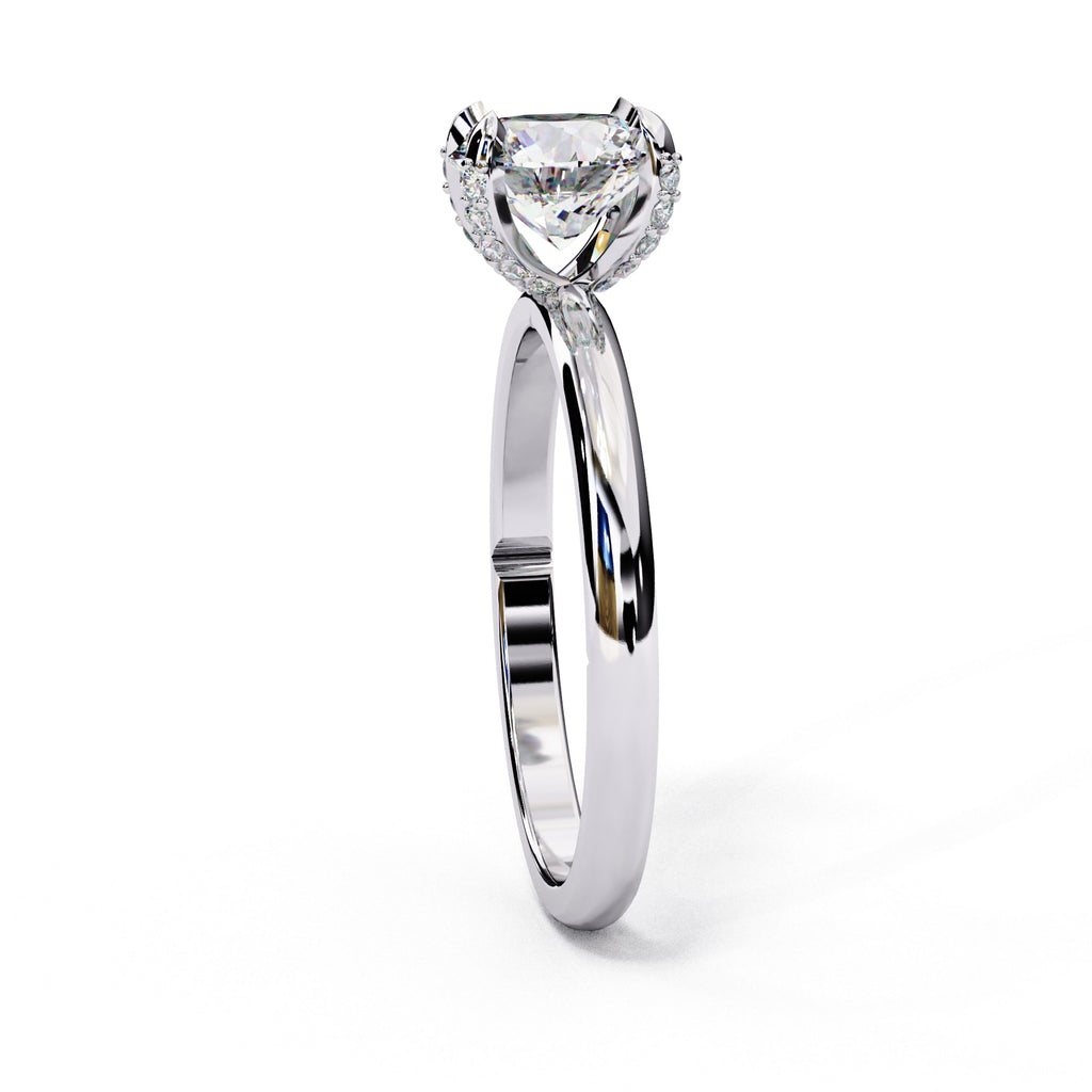 Radiant Central Stone Diamond Ring with Shimmering Side Accents