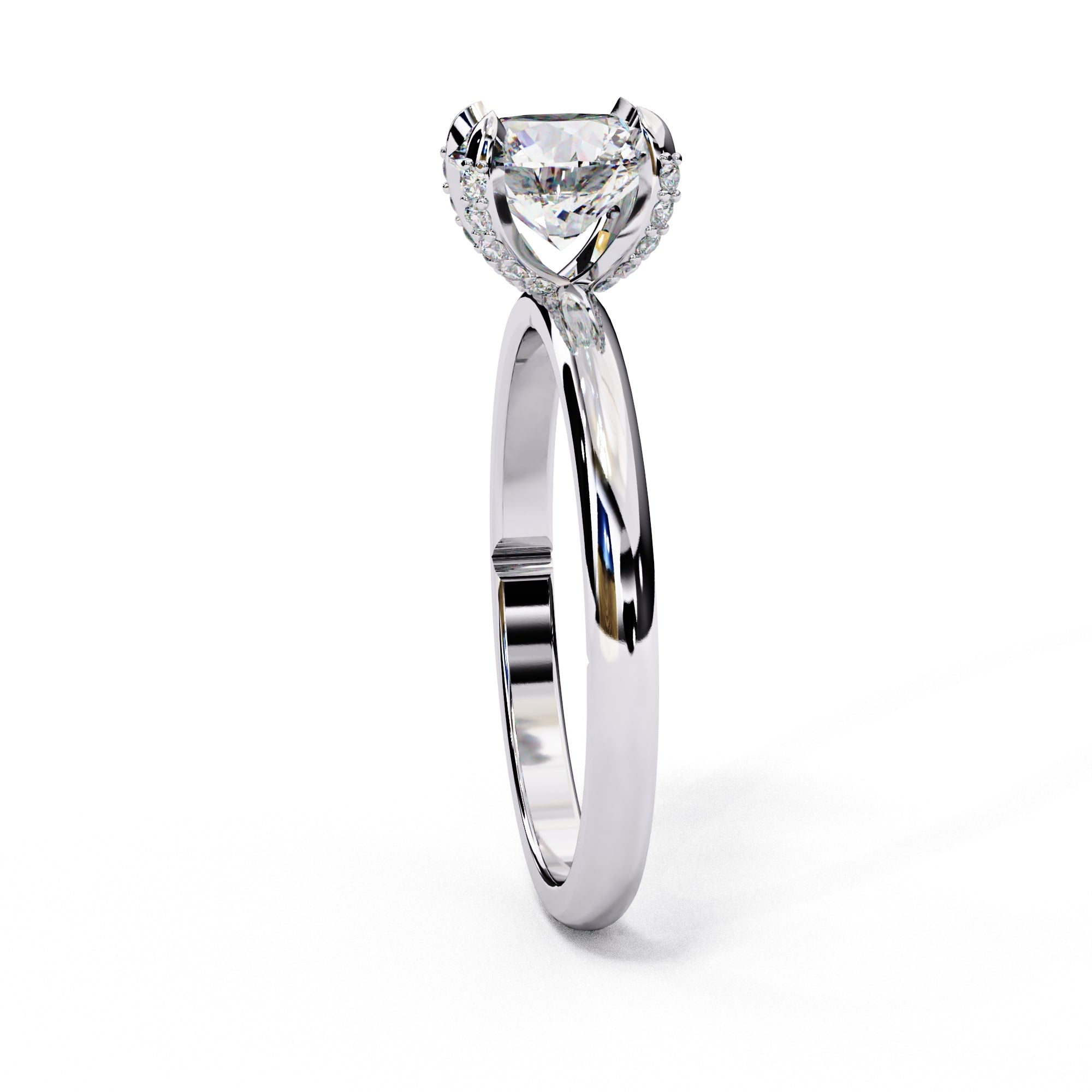 Radiant Central Stone Diamond Ring with Shimmering Side Accents