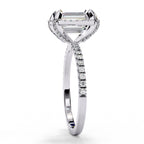 Radiant Central Stone Diamond Ring with Shimmering Side Accents