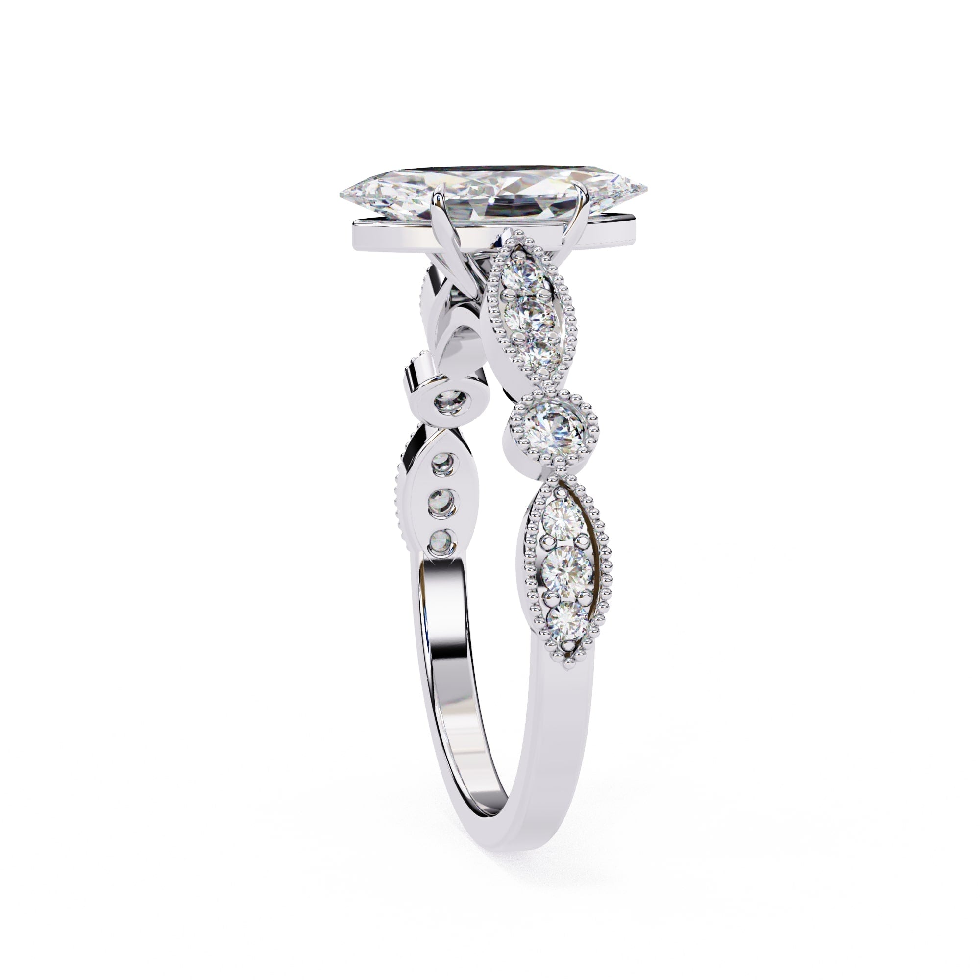 Elegant Central Stone Diamond Ring with Side Accents