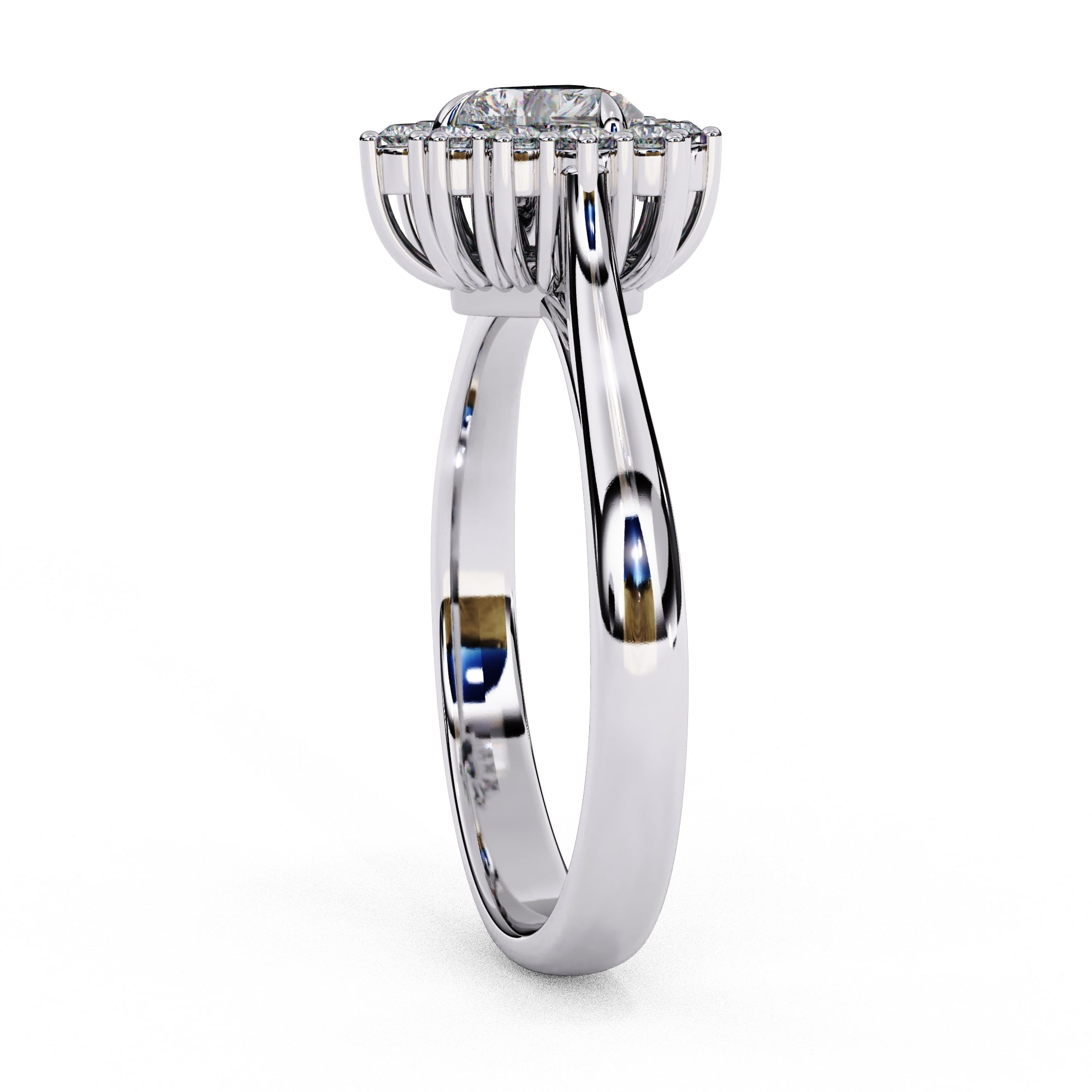 Radiant Central Stone Diamond Ring with Sparkling Side Accents