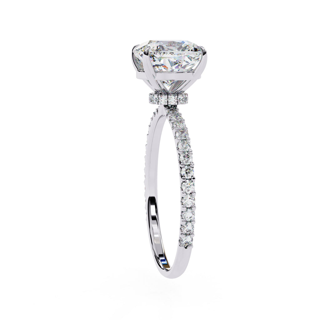 Radiant Central Stone Diamond Ring with Shimmering Side Accents