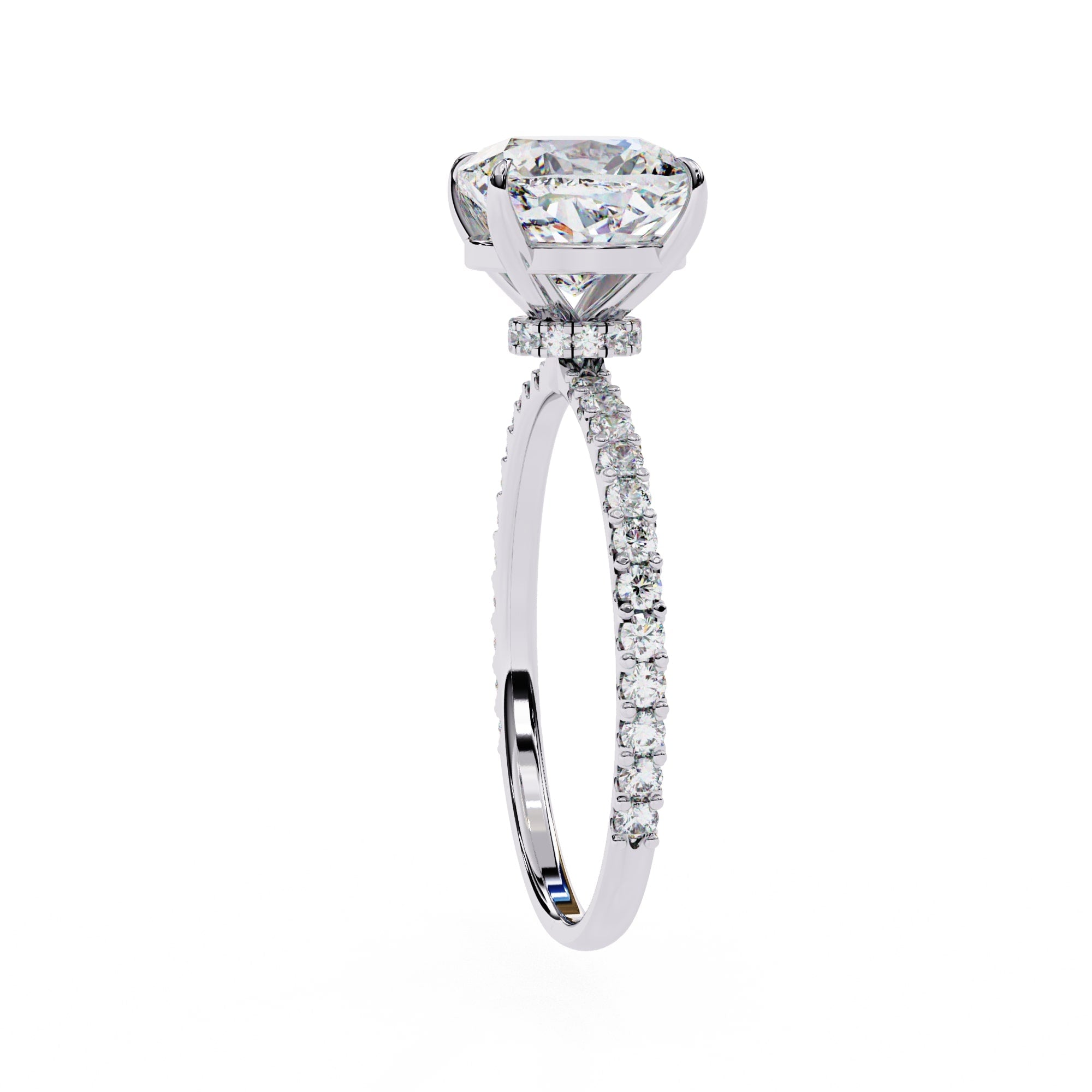 Radiant Central Stone Diamond Ring with Shimmering Side Accents