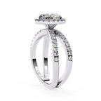 Radiant Central Stone Diamond Ring with Shimmering Side Accents