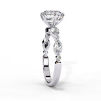 Radiant Central Stone Diamond Ring with Shimmering Side Accents