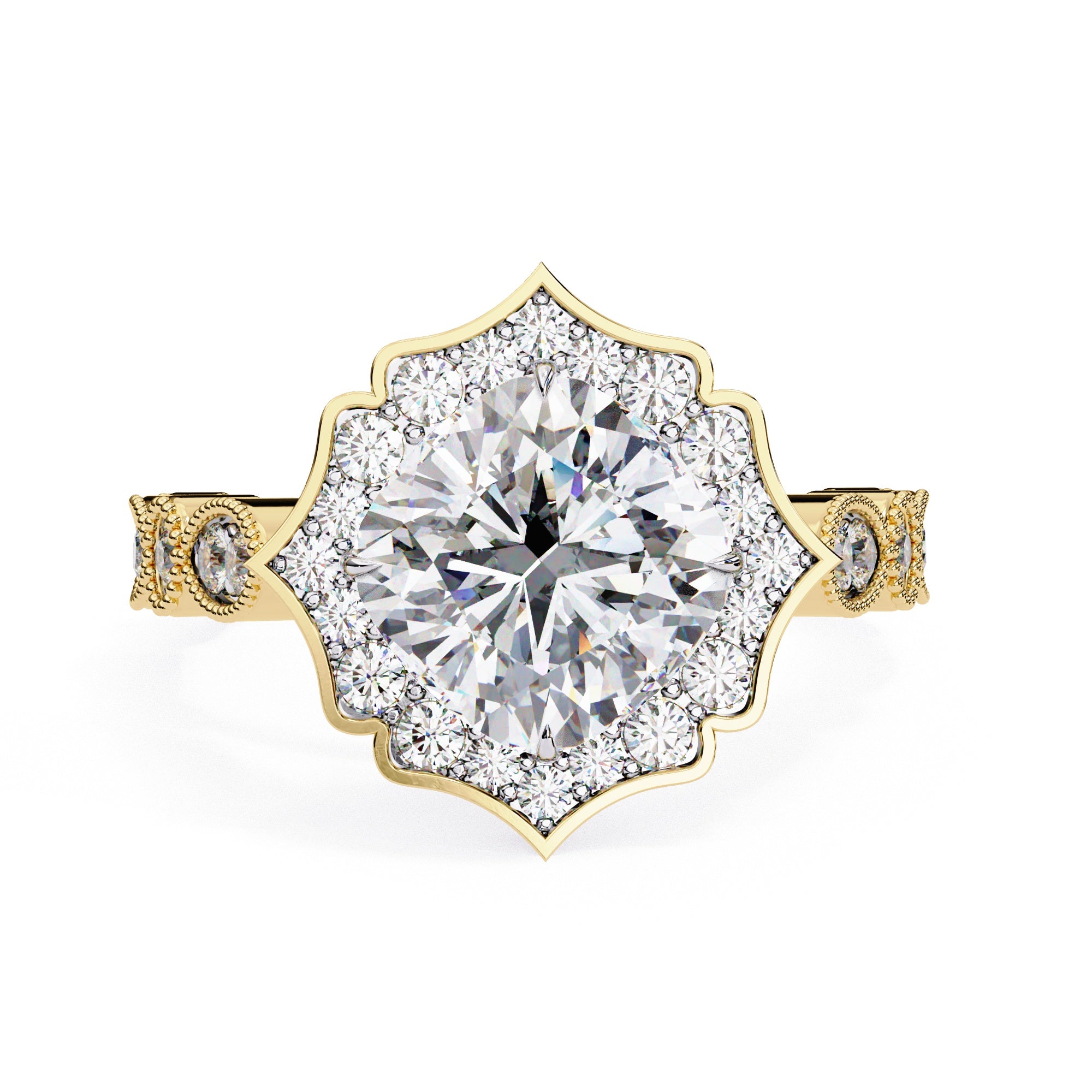 Elegant Diamond Central Stone and Side Accents Ring