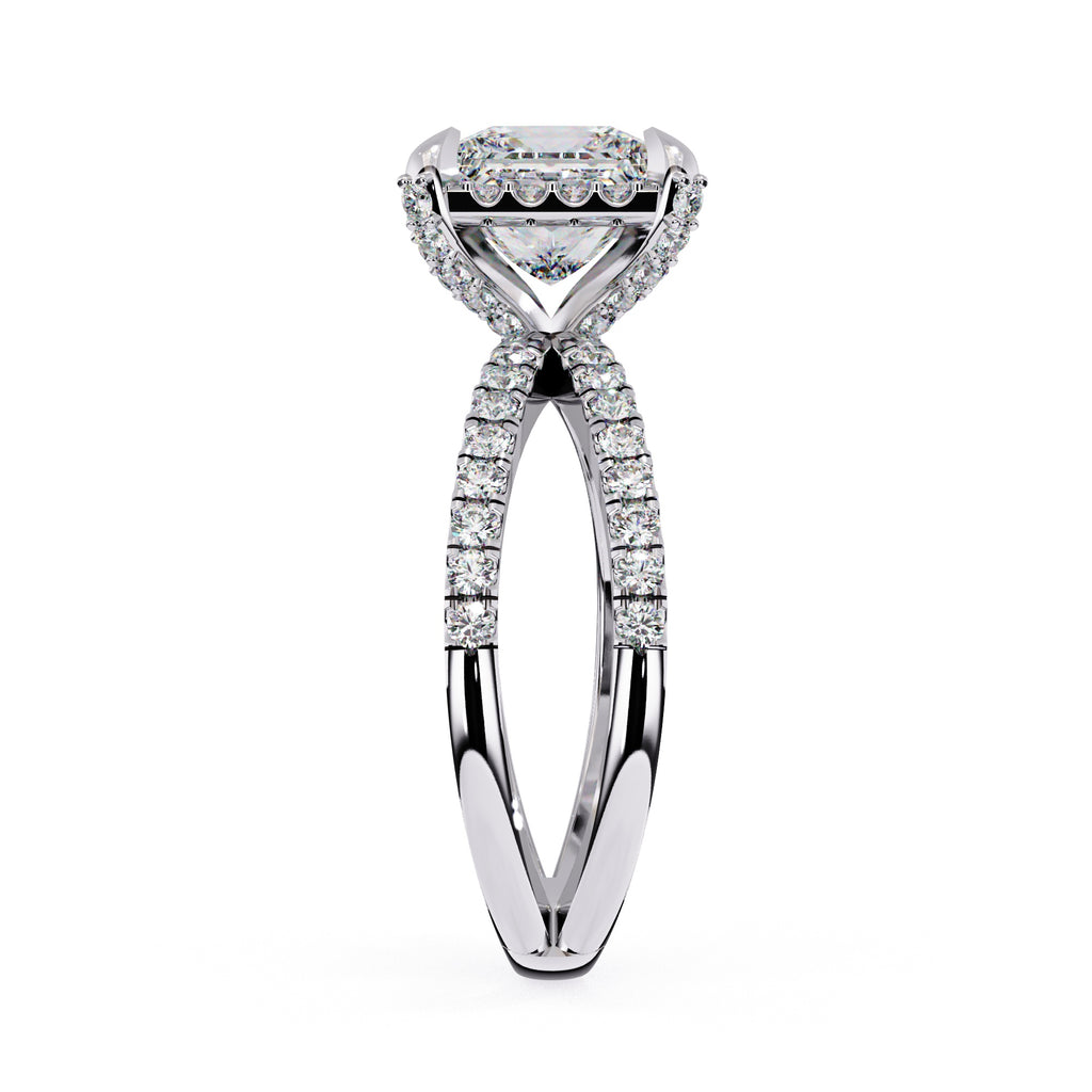 Radiant Central Stone Diamond Elegance Ring