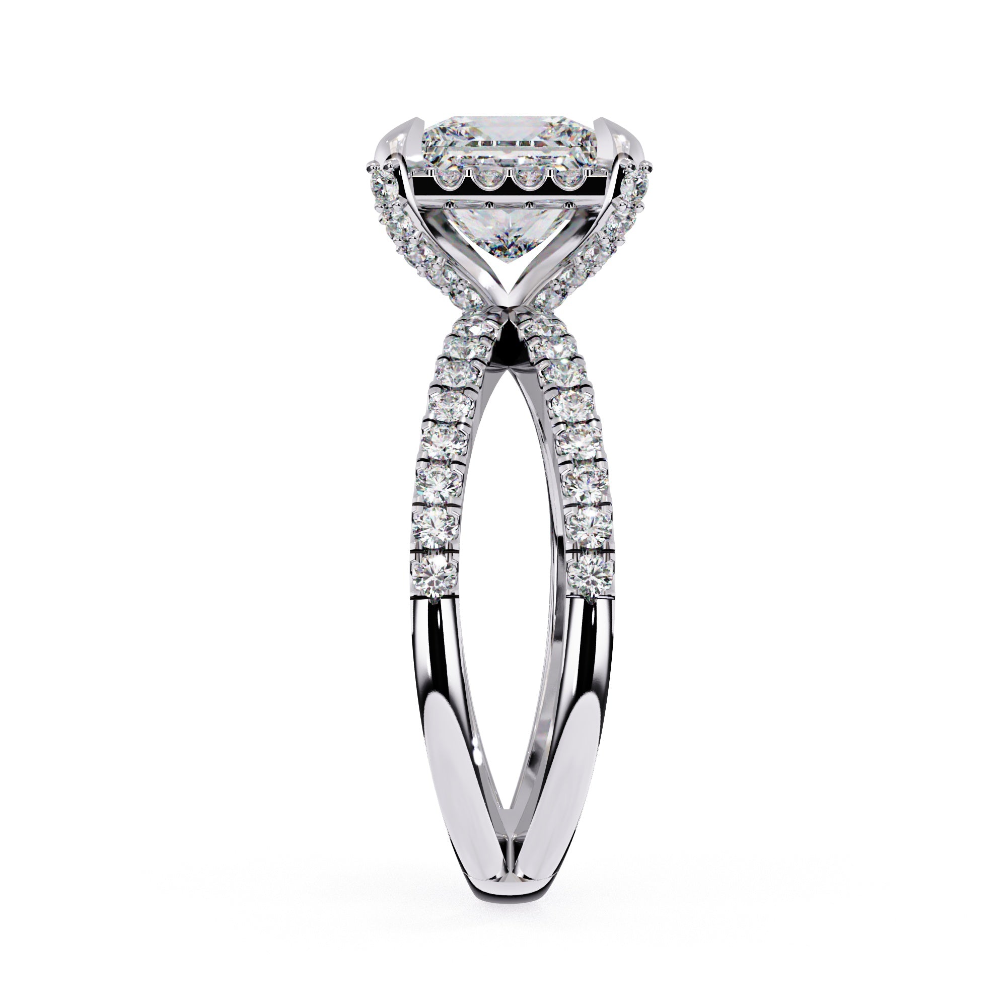 Radiant Central Stone Diamond Elegance Ring