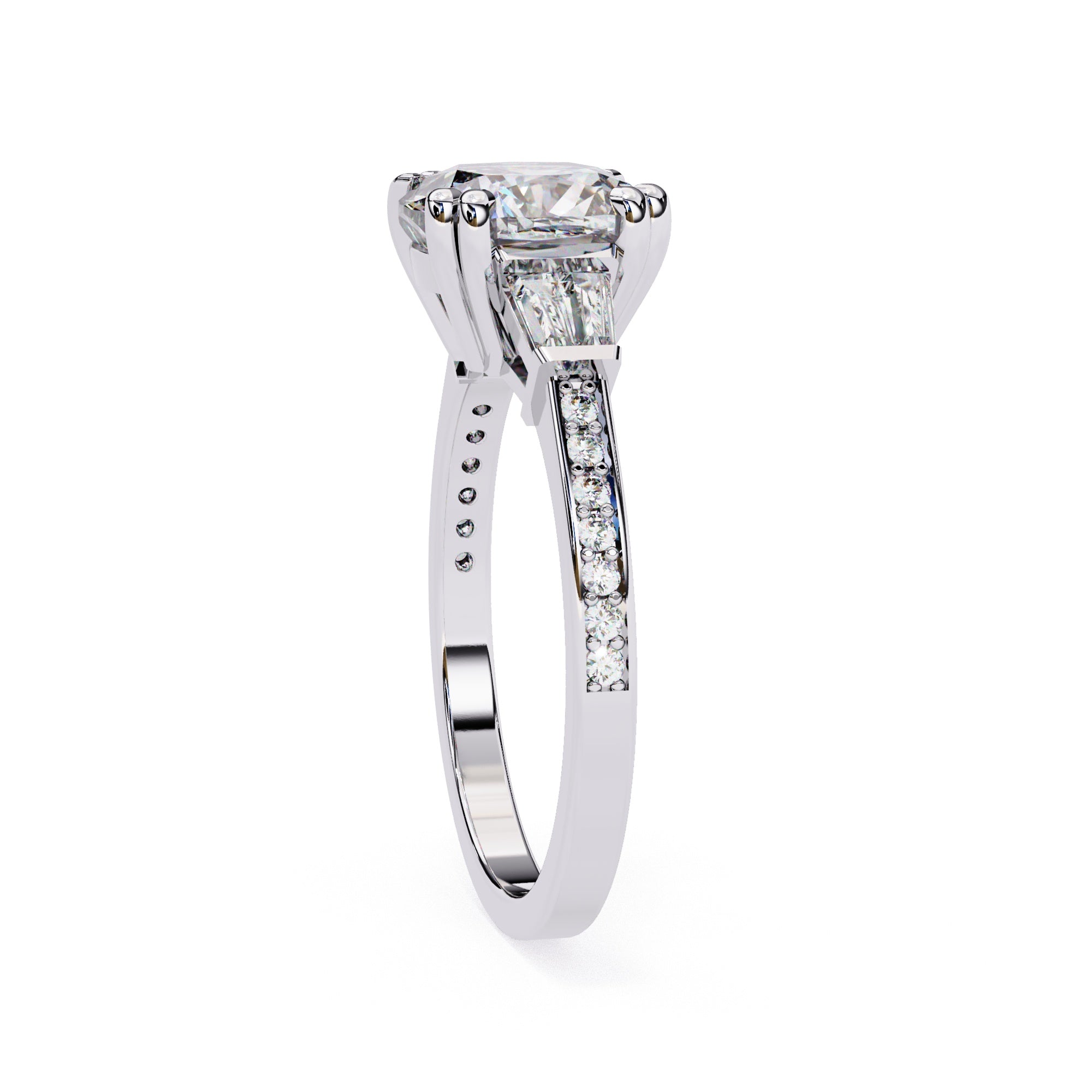 Elegant Central Stone Diamond Ring with Side Accents