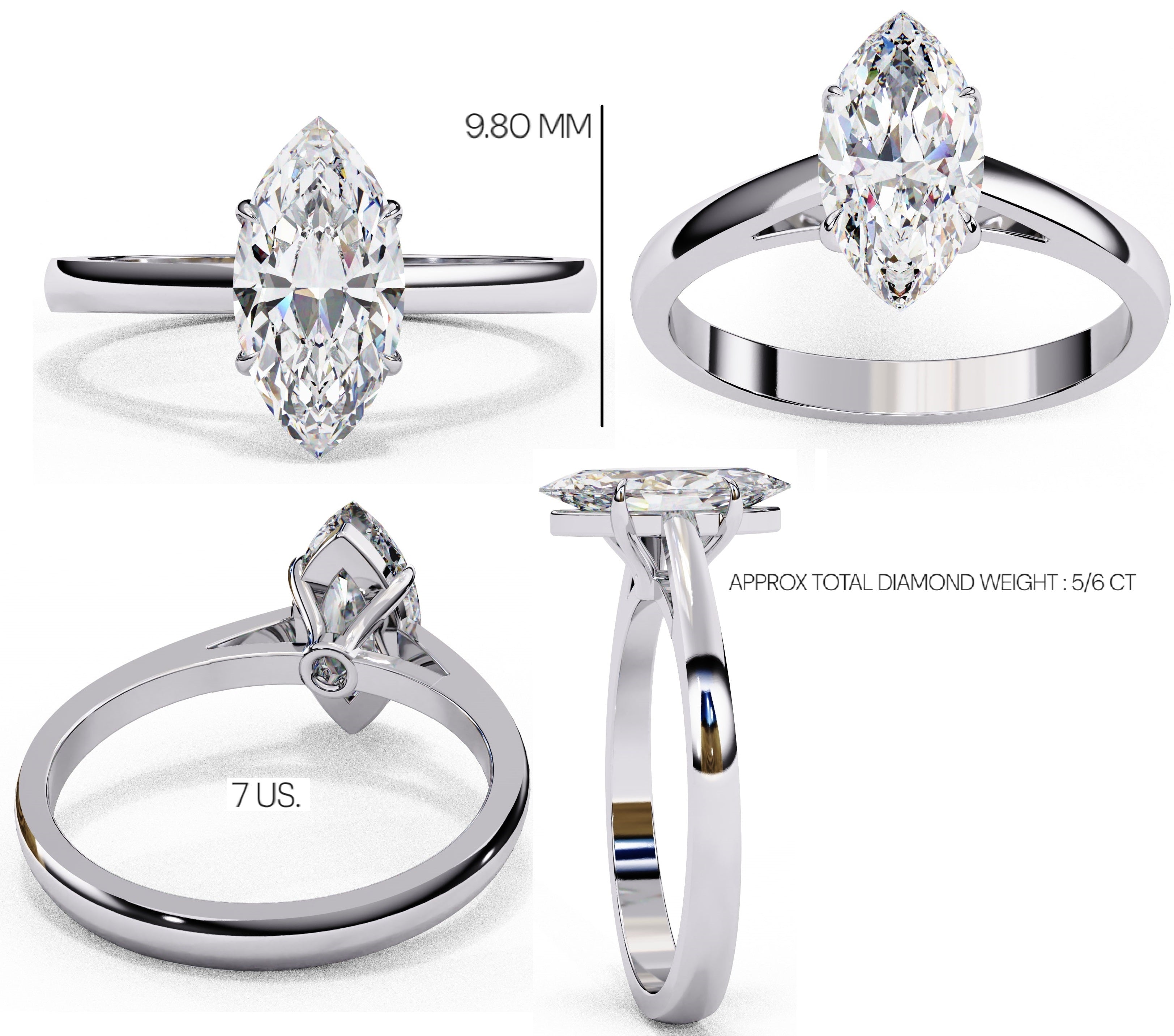 Elegant Central Stone Solitaire Ring