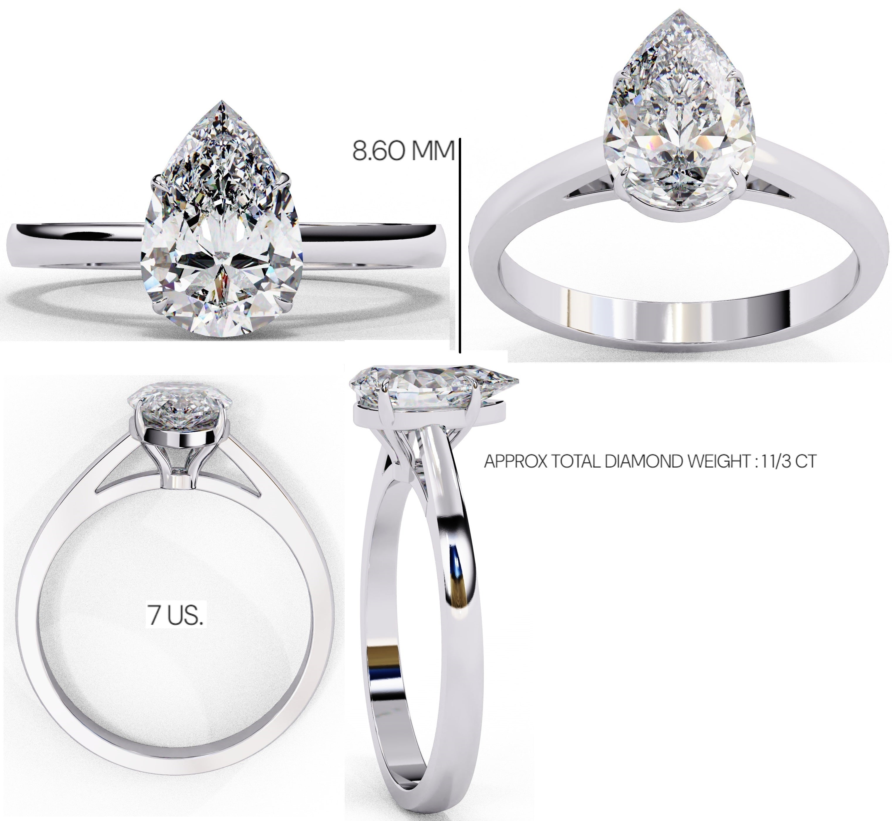 Elegant Solitaire Central Stone Statement Ring