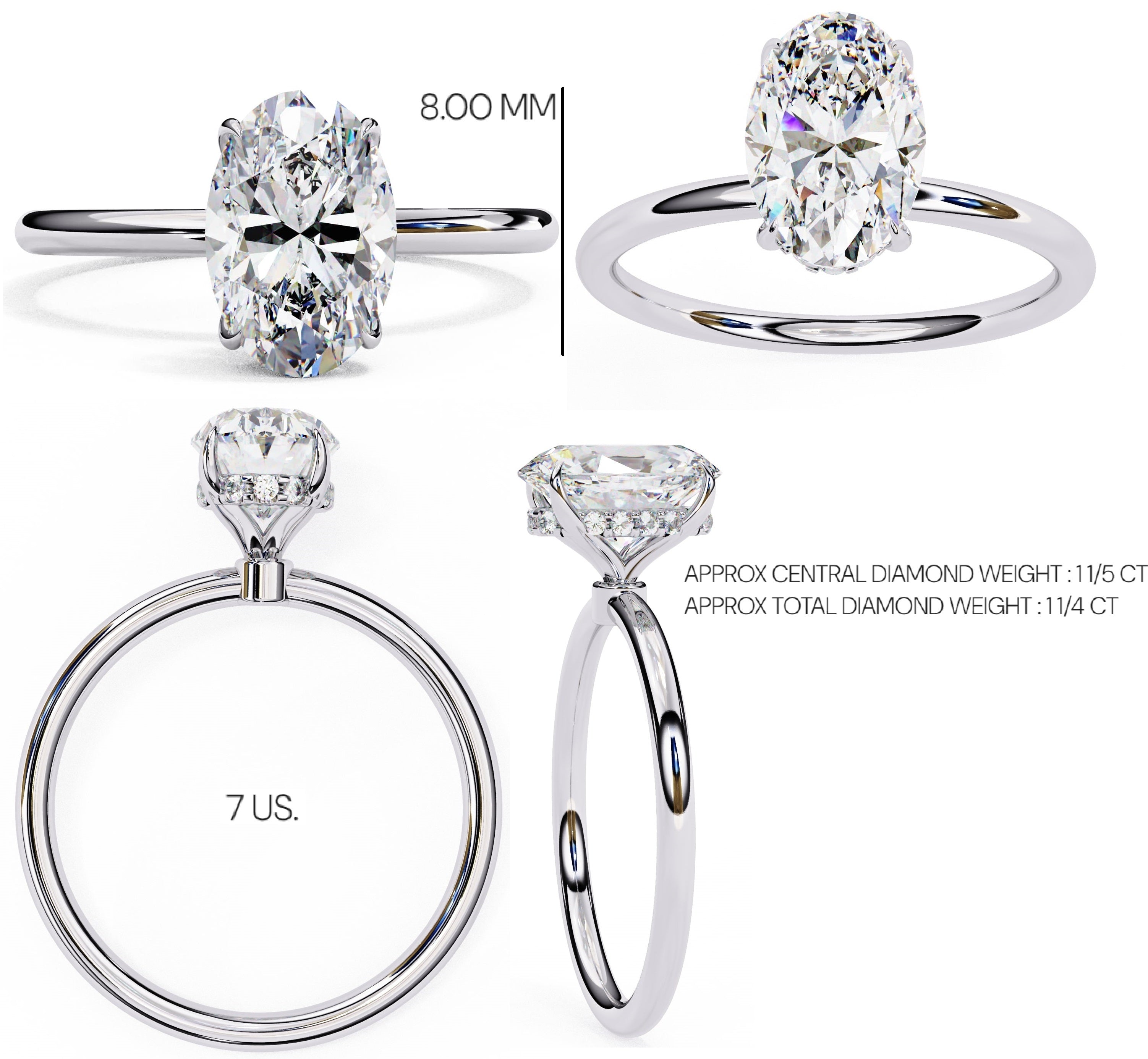 Elegant Central Stone Diamond Ring with Sparkling Side Accents