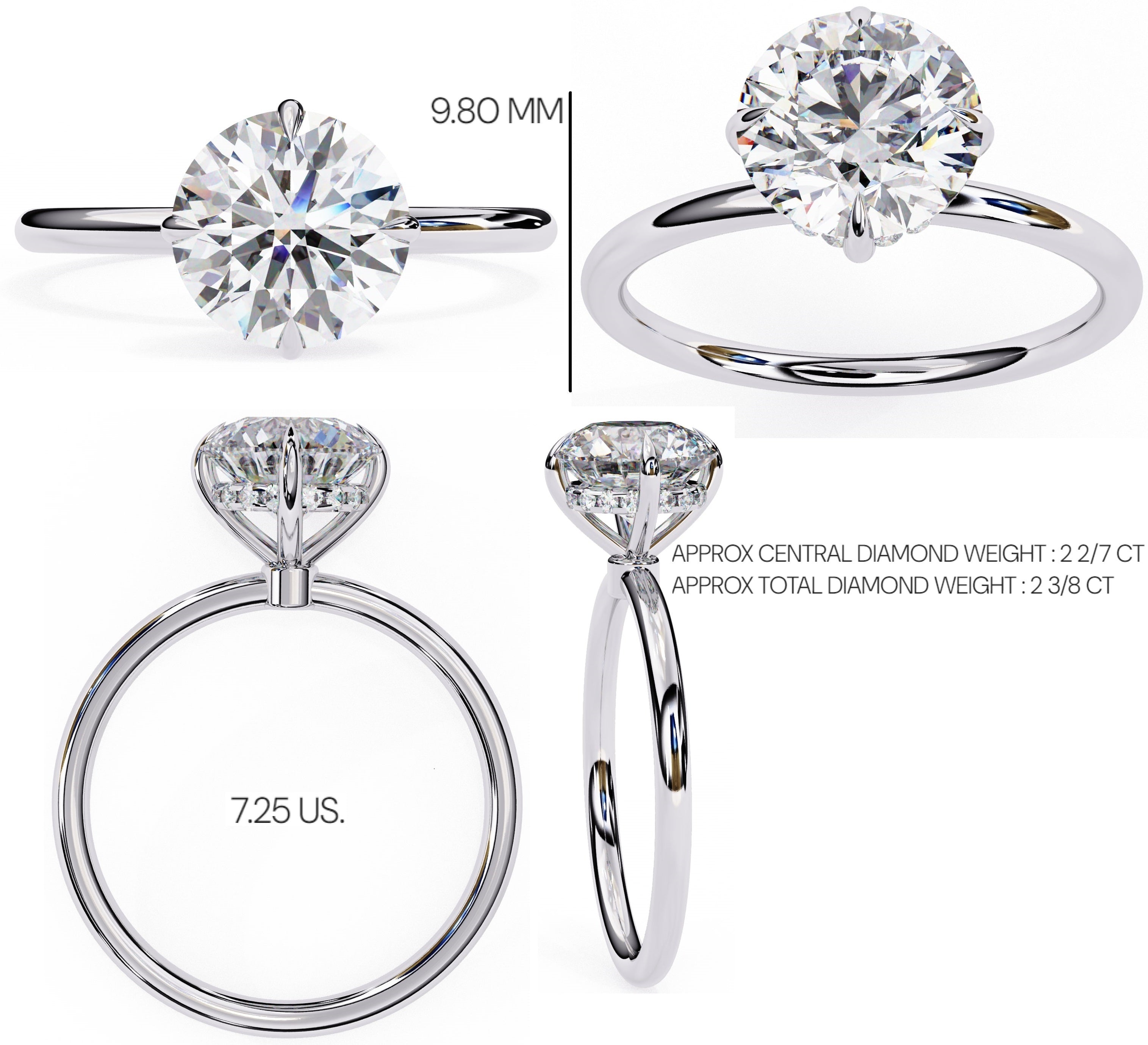 Elegant Diamond Center Stone Ring with Side Accents