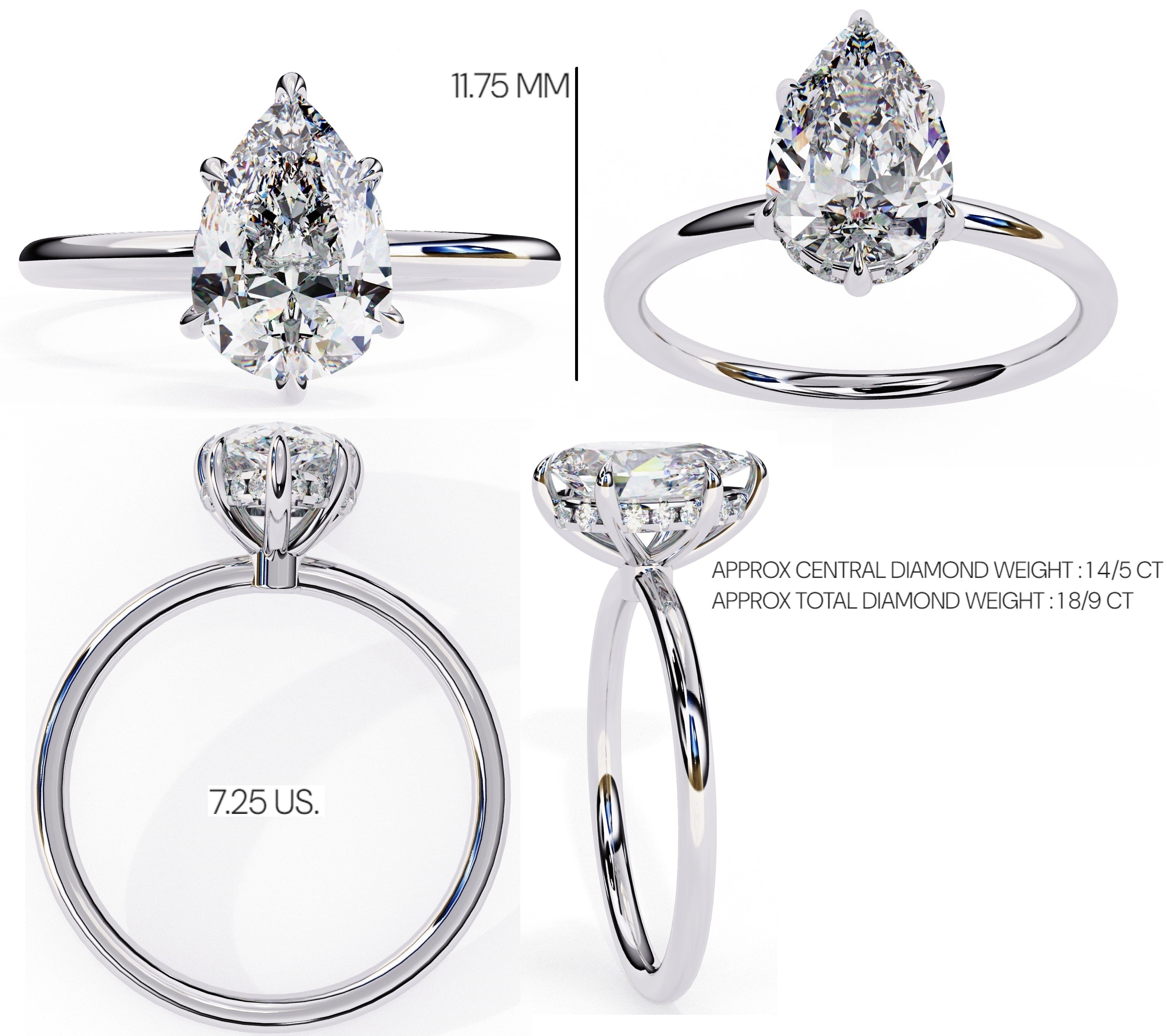 Elegant Central Stone Ring with Shimmering Side Diamonds