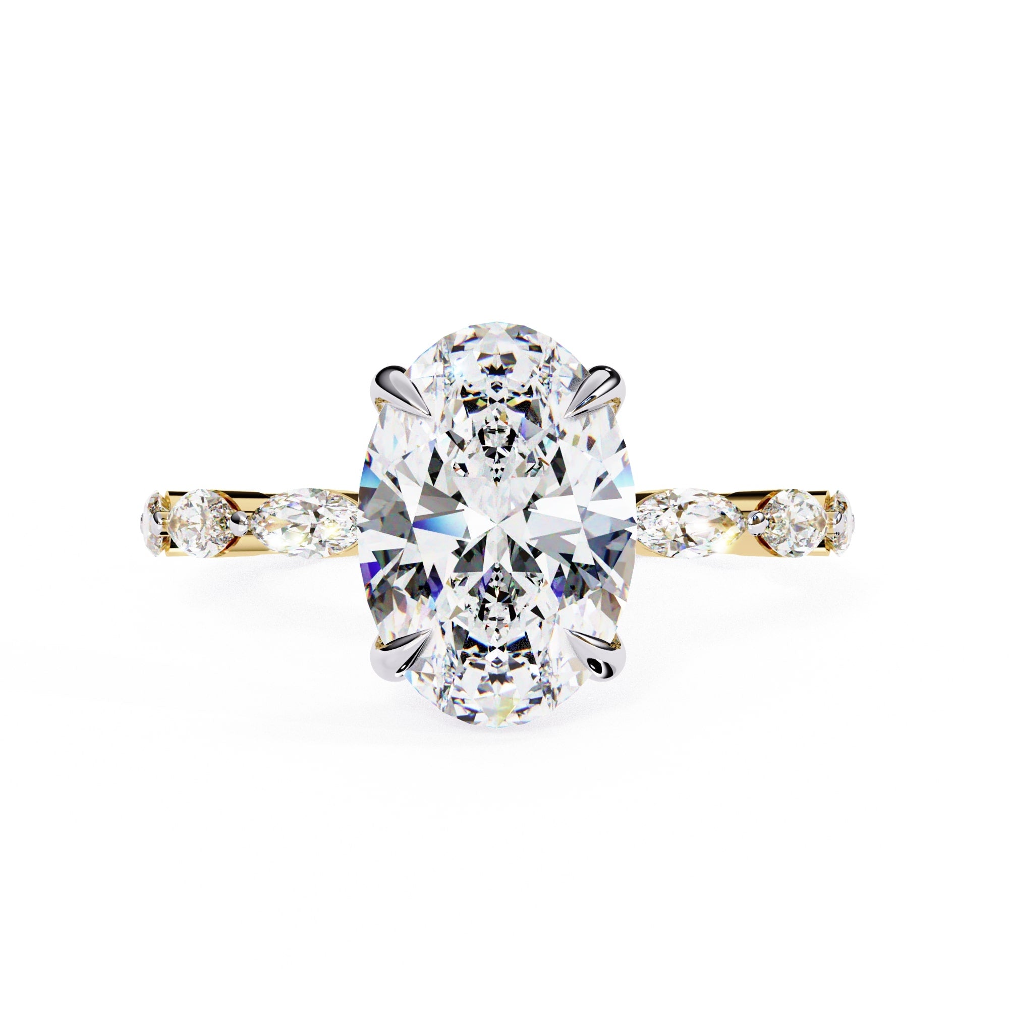 Elegant Diamond Central Stone Ring with Brilliant Side Accents