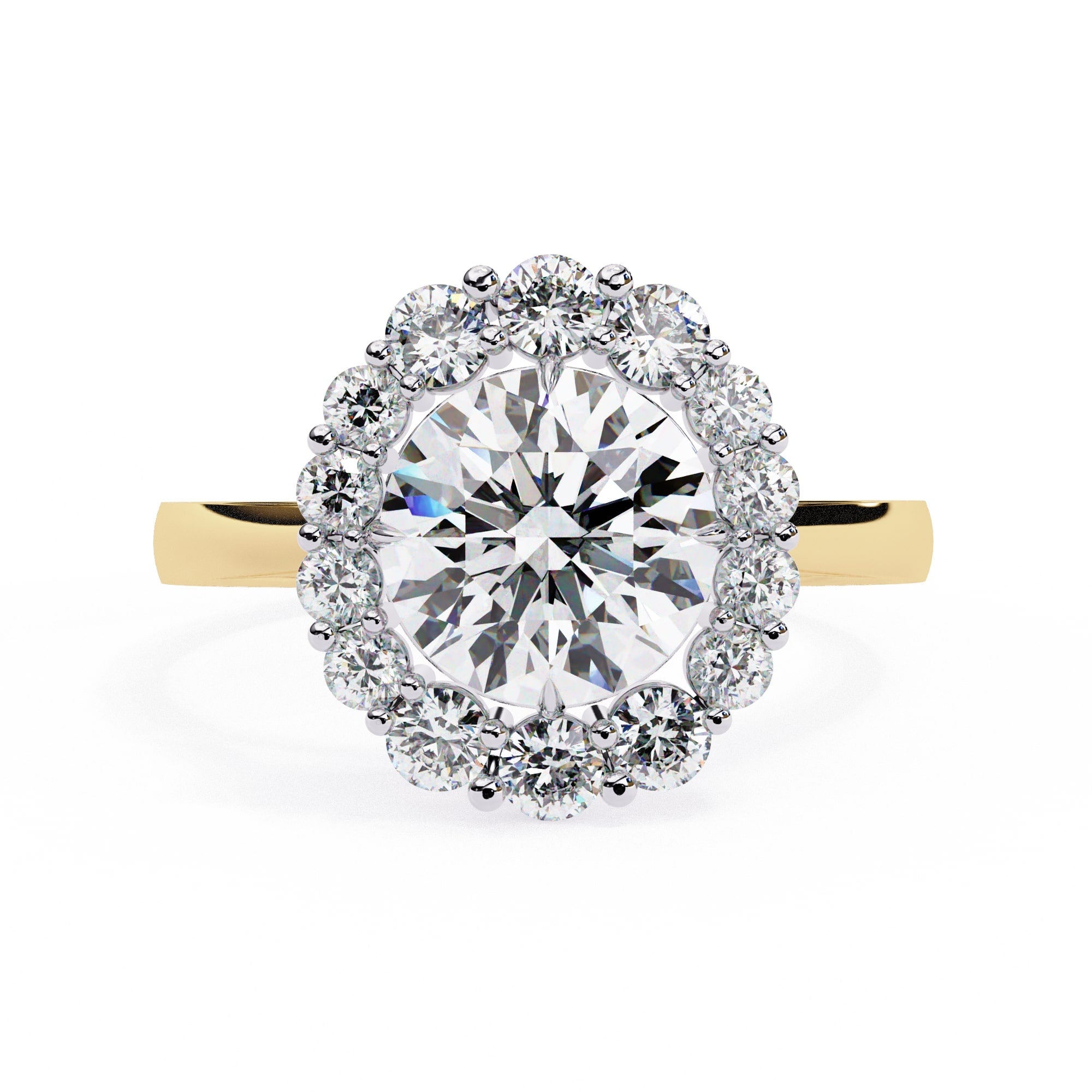 Elegant Central Stone Diamond Halo Ring