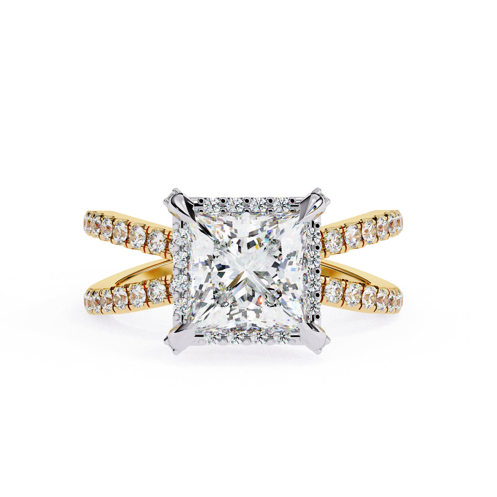 Radiant Central Stone Diamond Elegance Ring