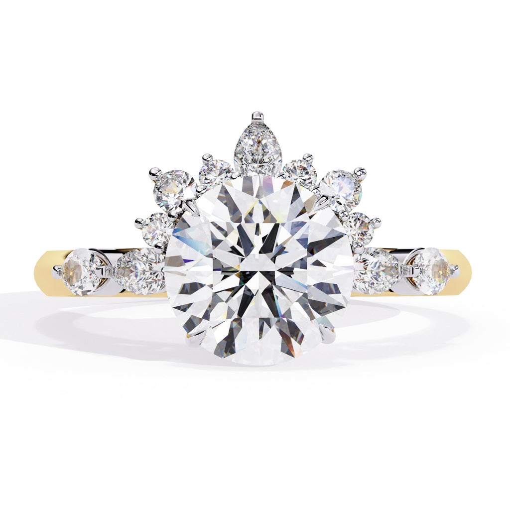 Radiant Central Stone Diamond Ring with Shimmering Side Accents