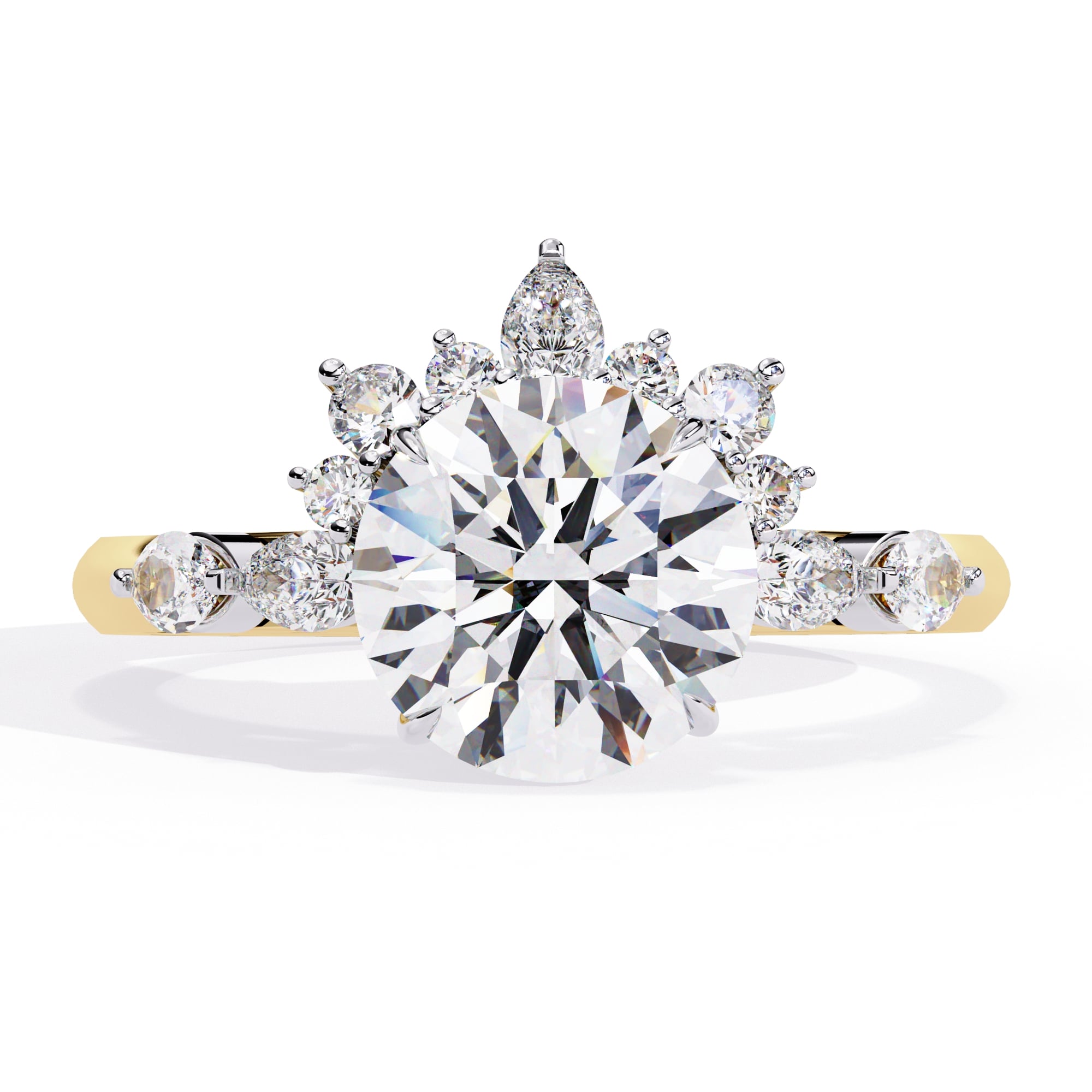 Radiant Central Stone Diamond Ring with Shimmering Side Accents