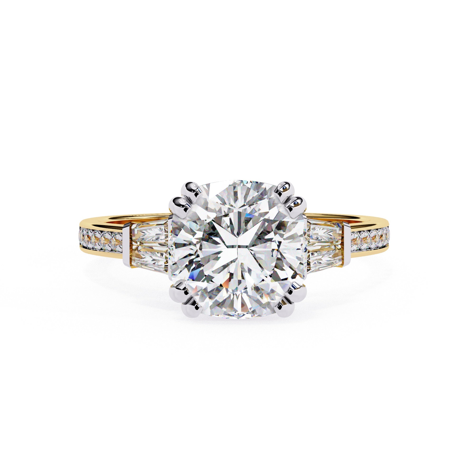 Elegant Central Stone Diamond Ring with Side Accents