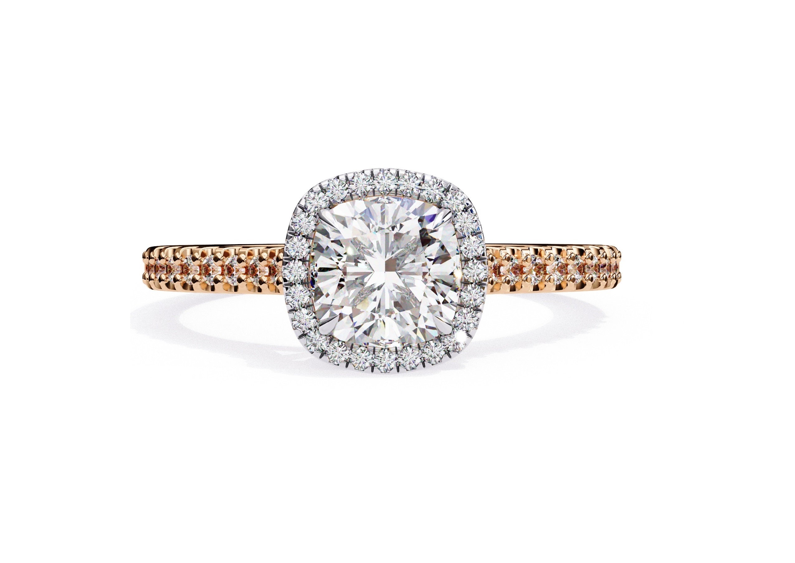 Radiant Central Stone Diamond Ring with Shimmering Side Accents