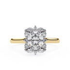 Radiant Central Stone Diamond Ring with Shimmering Side Accents