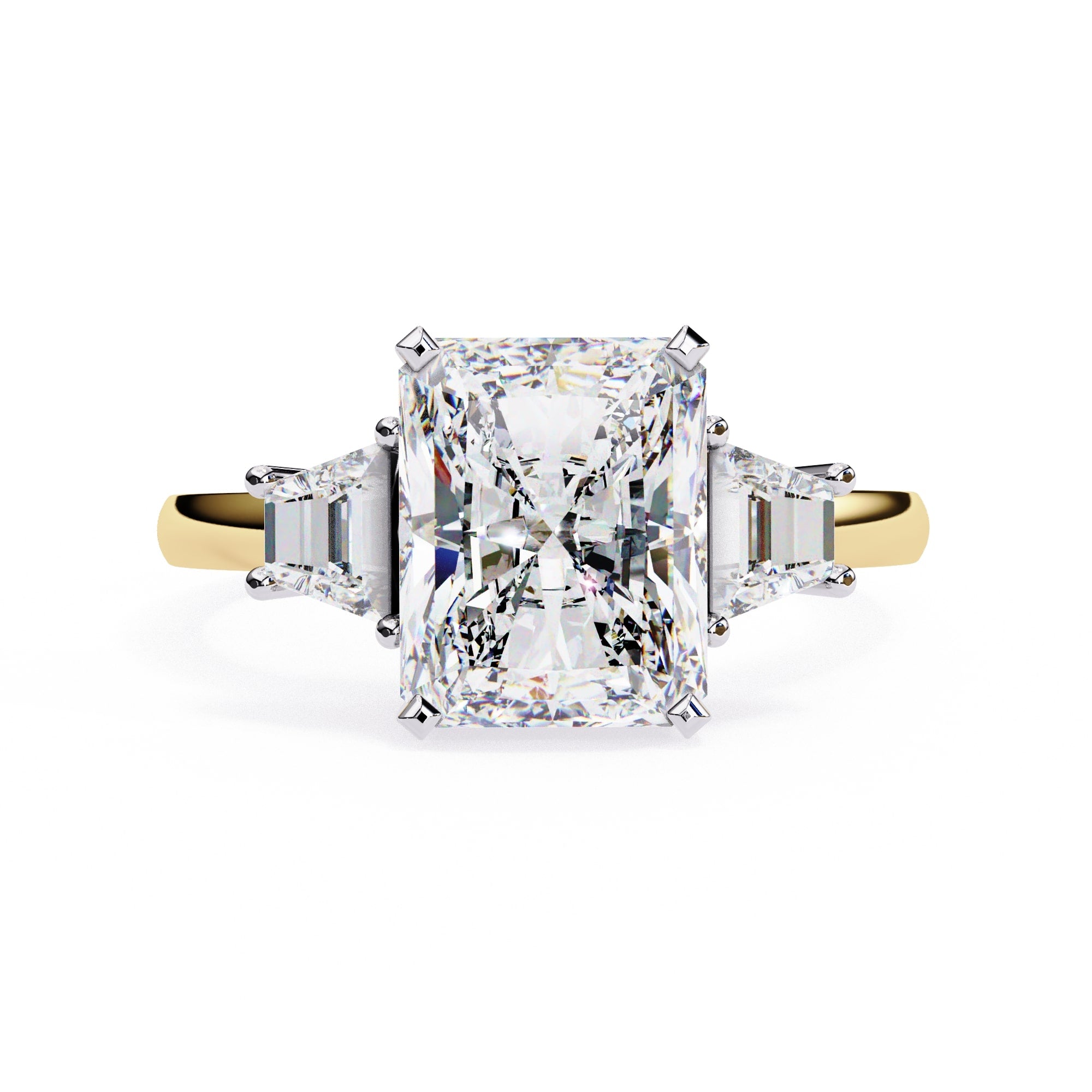 Radiant Central Stone Diamond Side Accents Ring