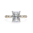 Radiant Central Stone Diamond Ring with Shimmering Side Accents