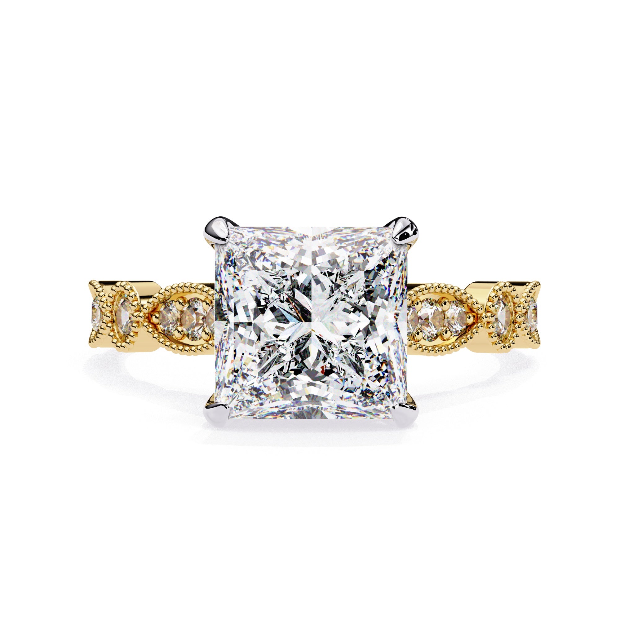 Elegant Central Stone Diamond Ring with Radiant Side Accents