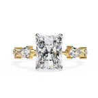 Radiant Central Stone Diamond Ring with Shimmering Side Accents