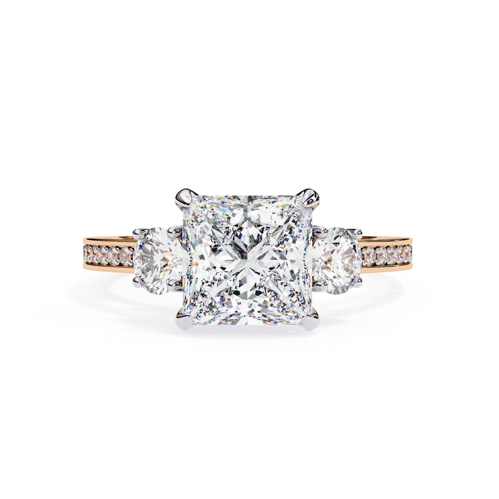 Elegant Diamond Central Stone Ring with Shimmering Side Accents