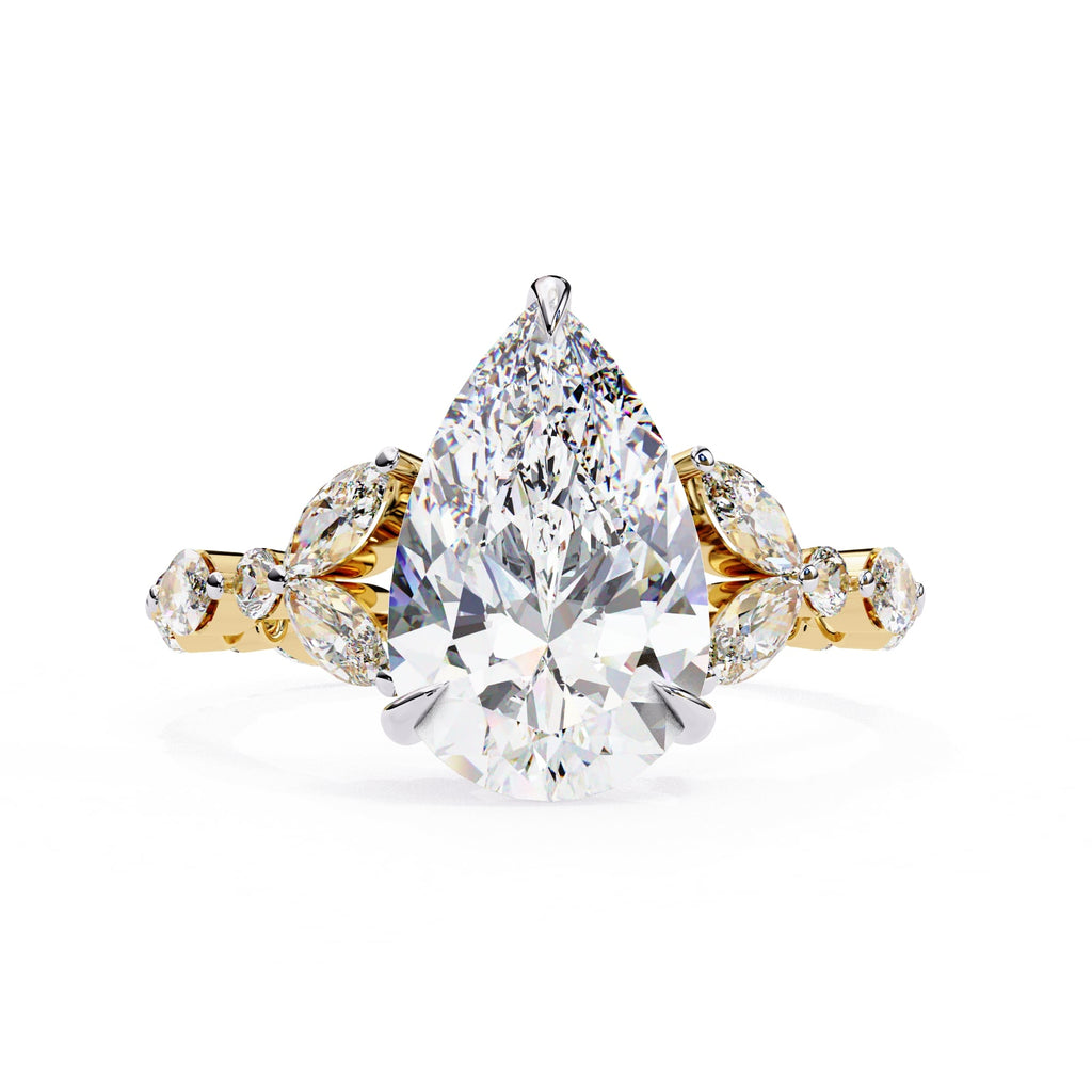 Radiant Central Stone Diamond Ring with Shimmering Side Accents