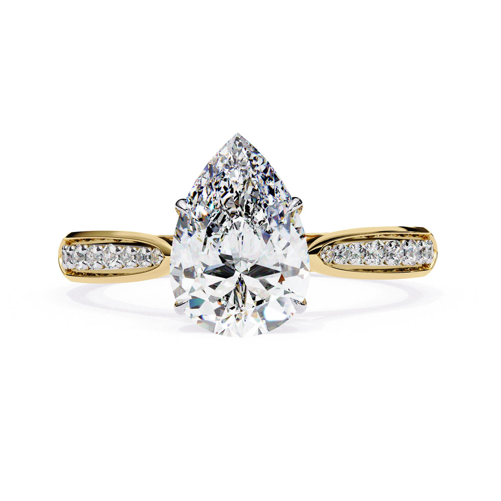 Radiant Central Stone Diamond Ring with Shimmering Side Accents