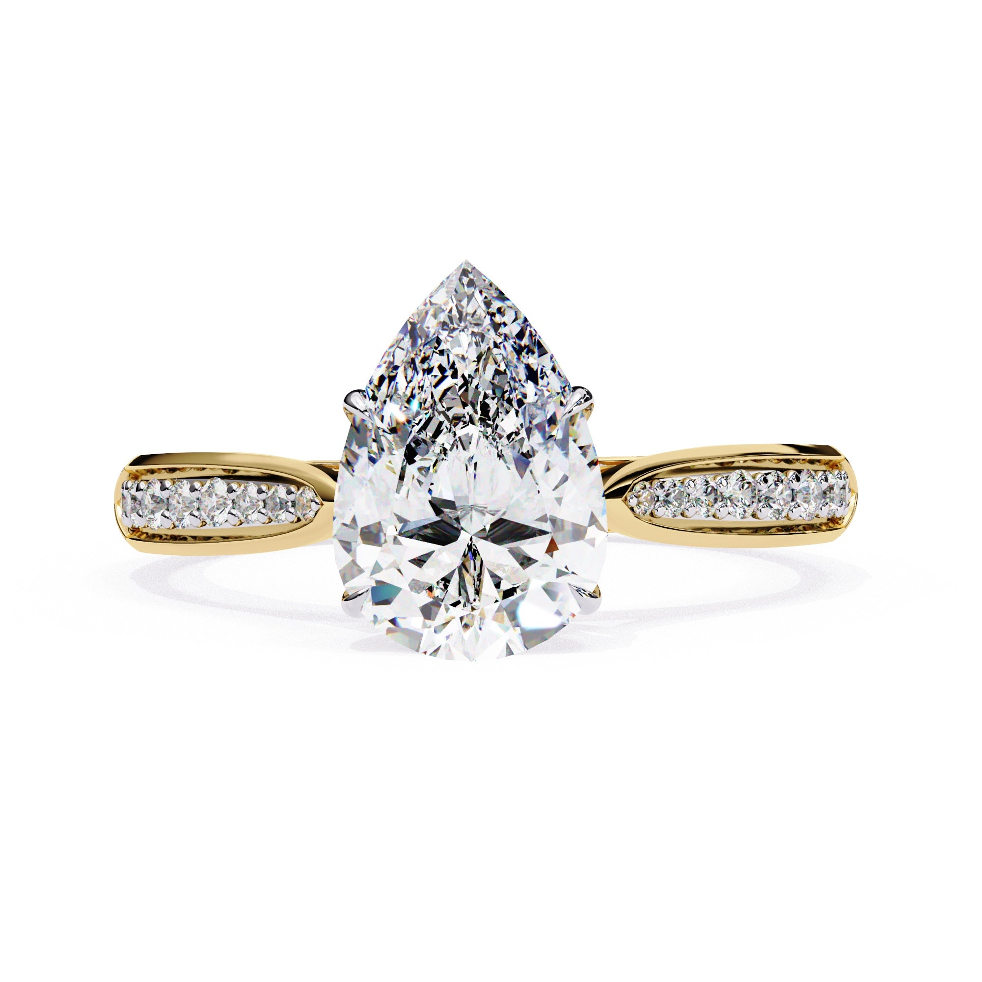 Radiant Central Stone Diamond Ring with Shimmering Side Accents