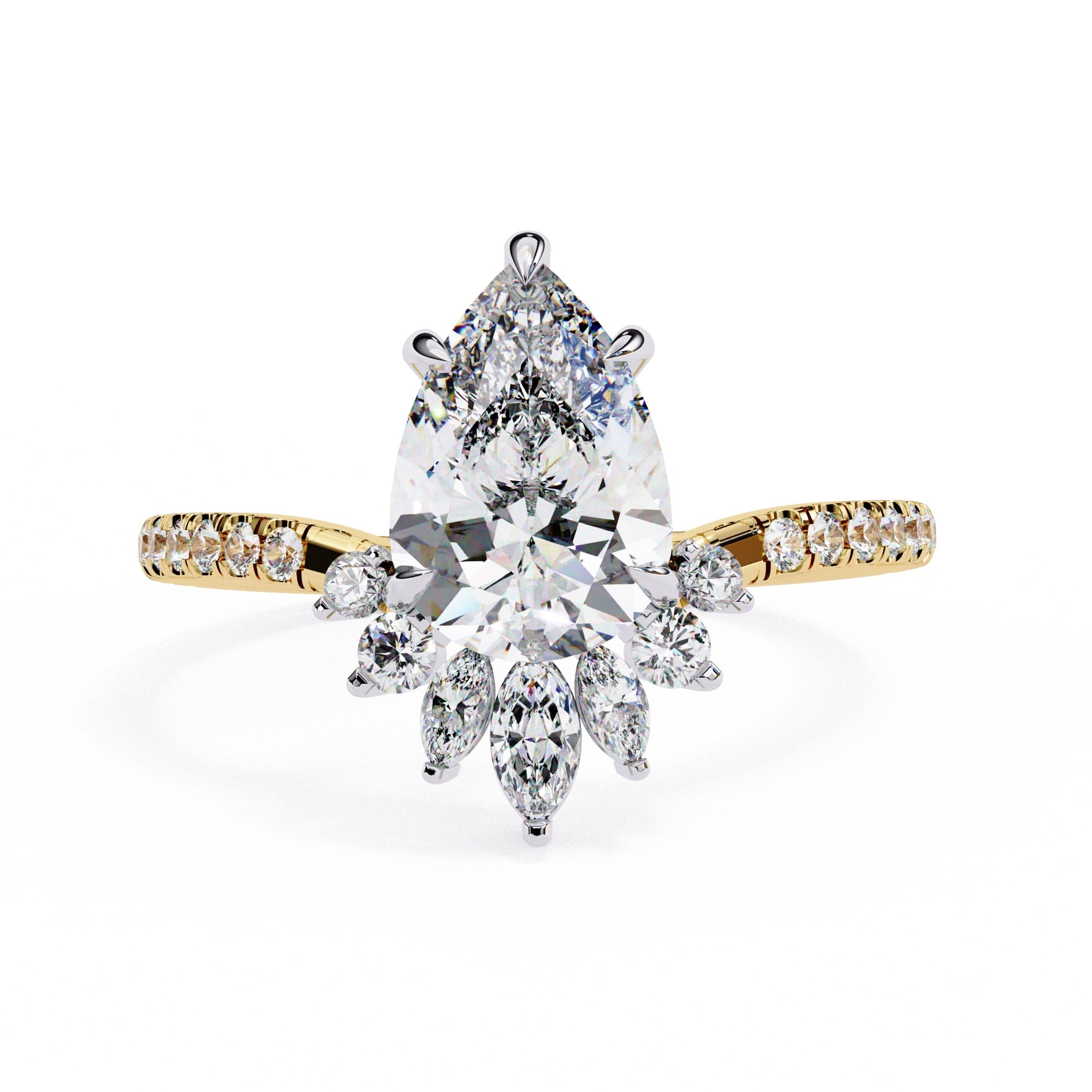 Elegant Central Stone Diamond Ring with Side Accents