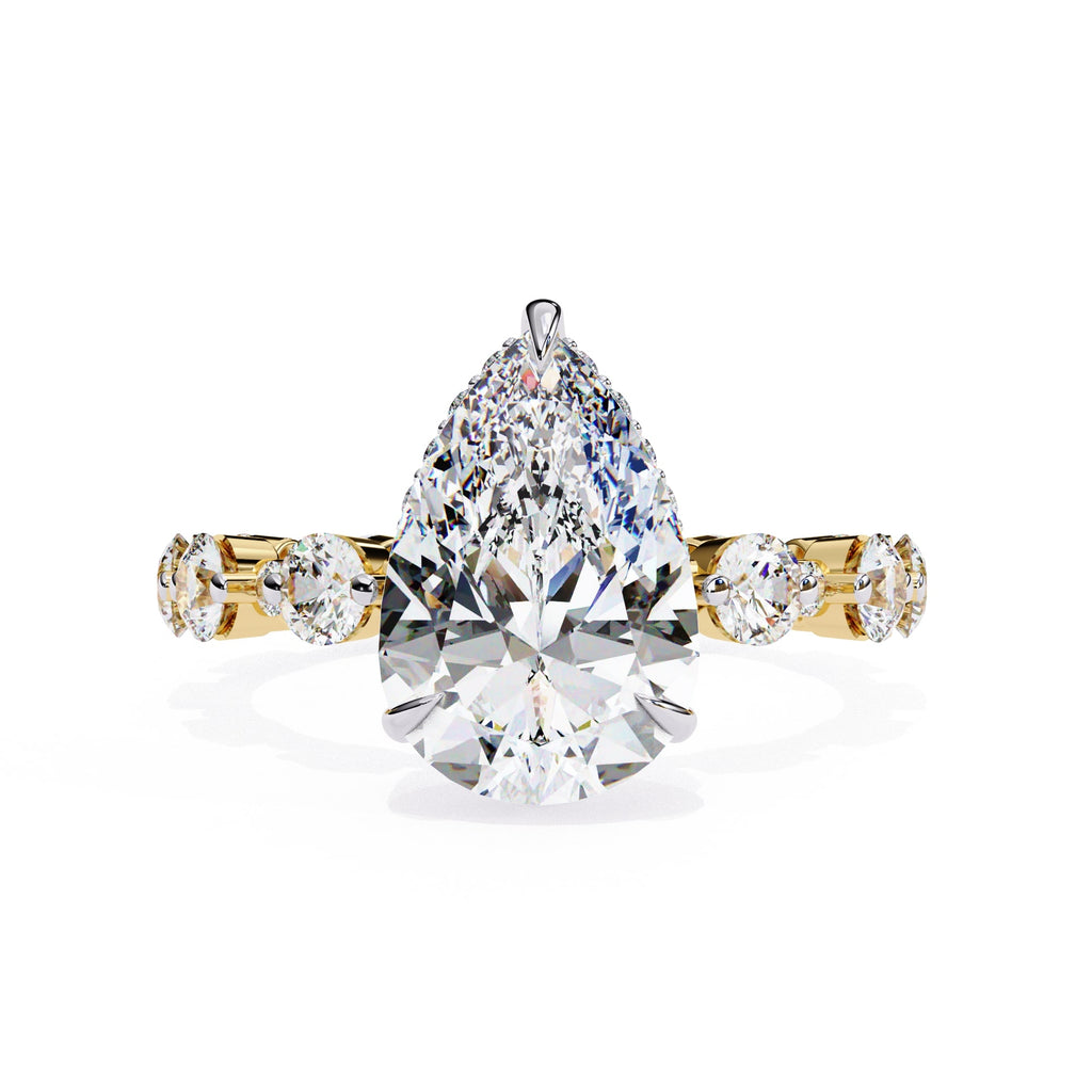 Radiant Central Stone Diamond Ring with Shimmering Side Accents