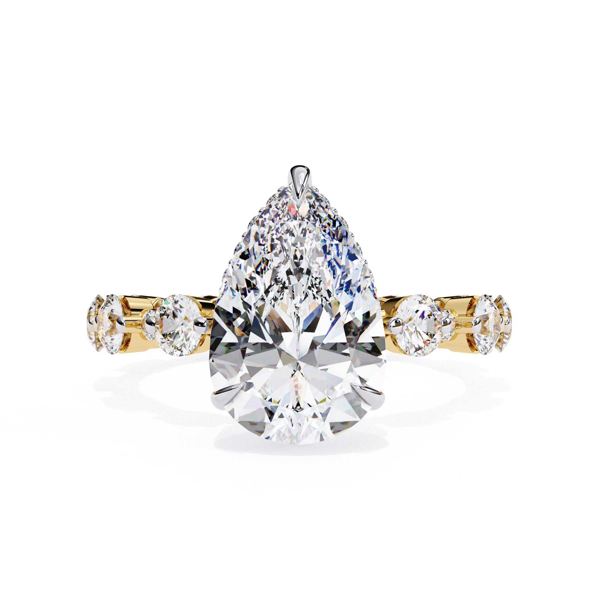 Radiant Central Stone Diamond Ring with Shimmering Side Accents
