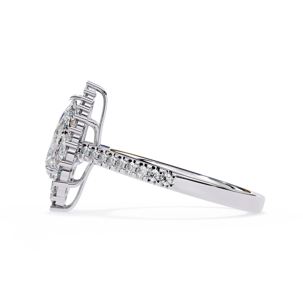 Radiant Central Stone Diamond Side Accent Ring