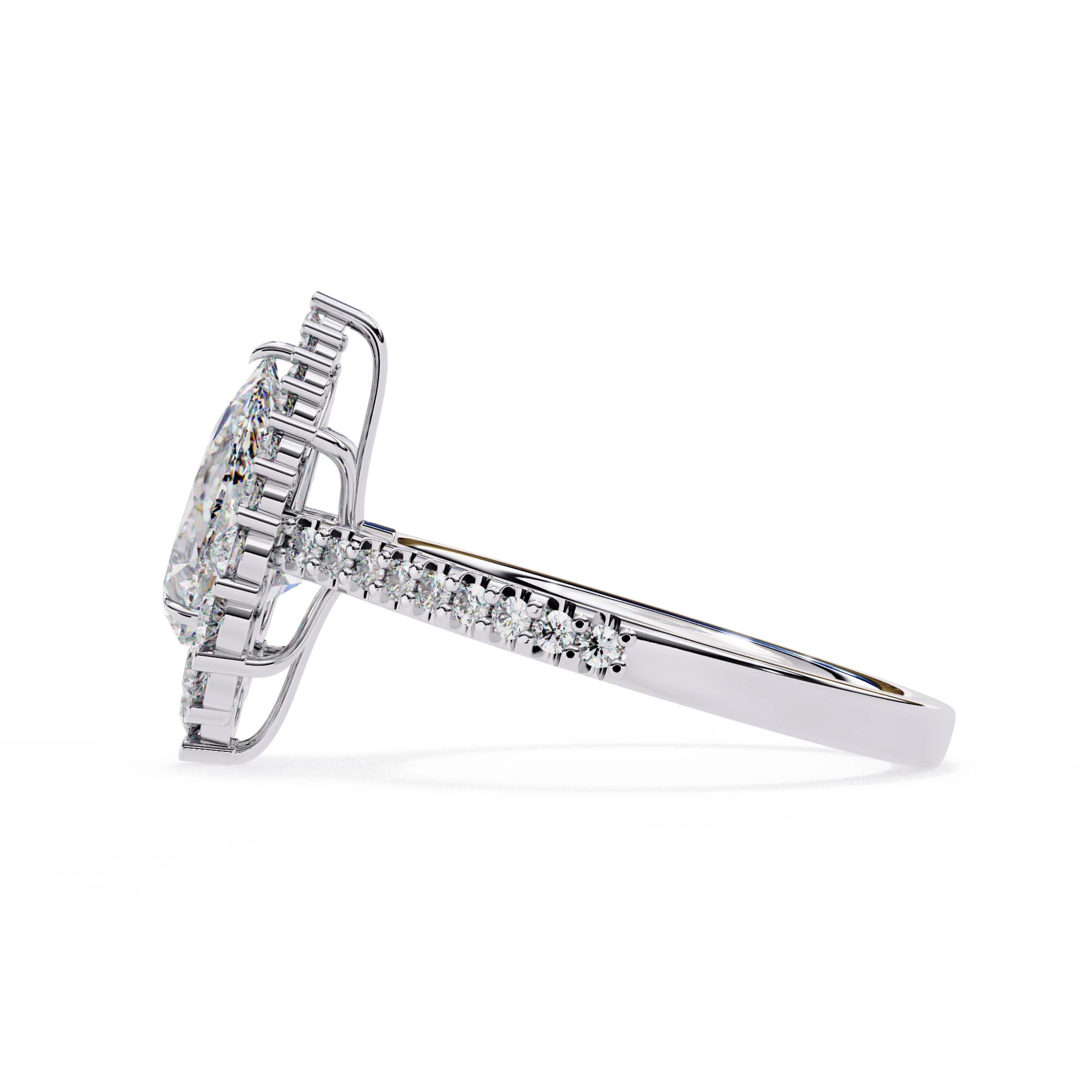 Radiant Central Stone Diamond Side Accent Ring