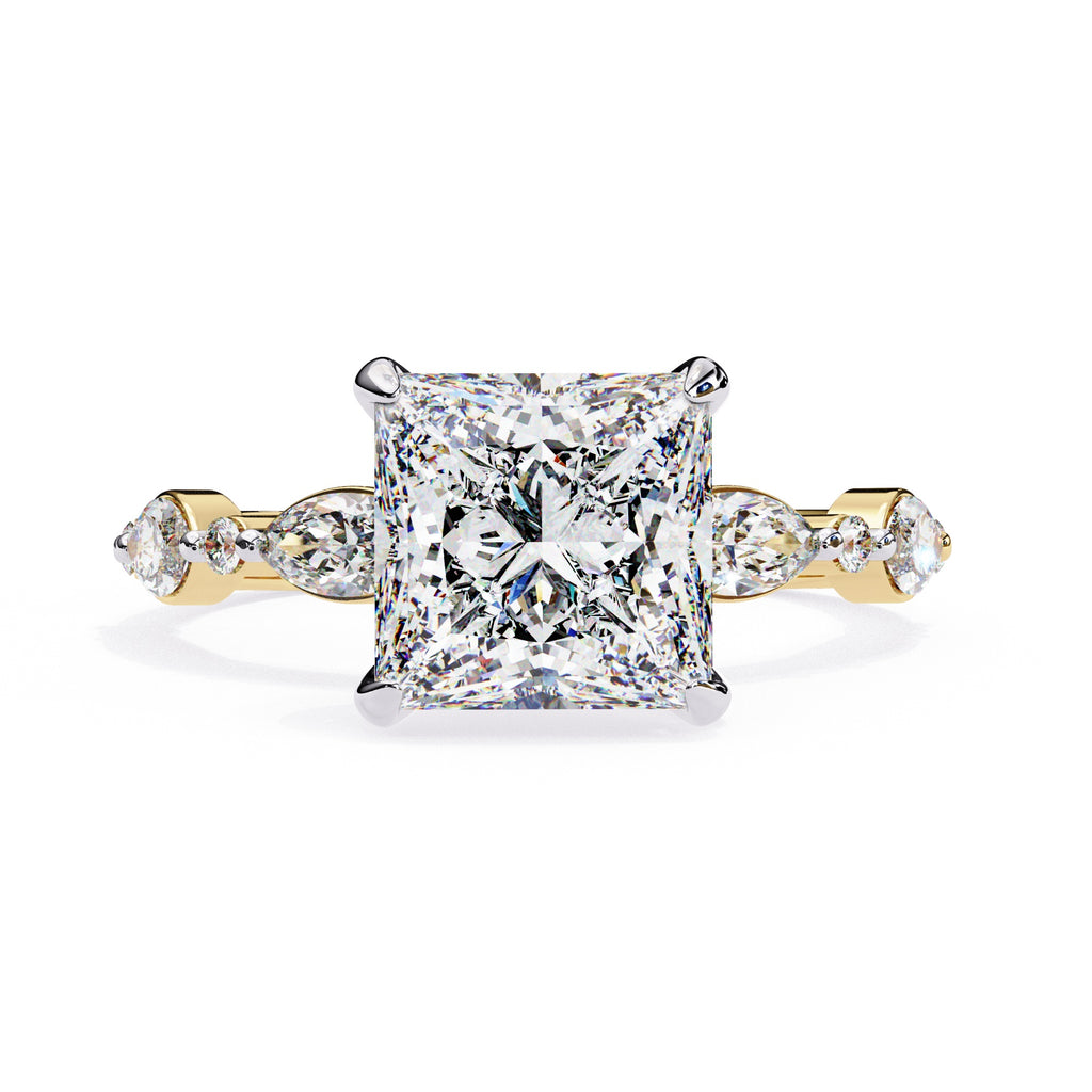 Elegant Central Stone Diamond Ring with Radiant Side Accents