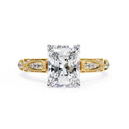 Radiant Solitaire Diamond Ring with Sparkling Side Stone Accents