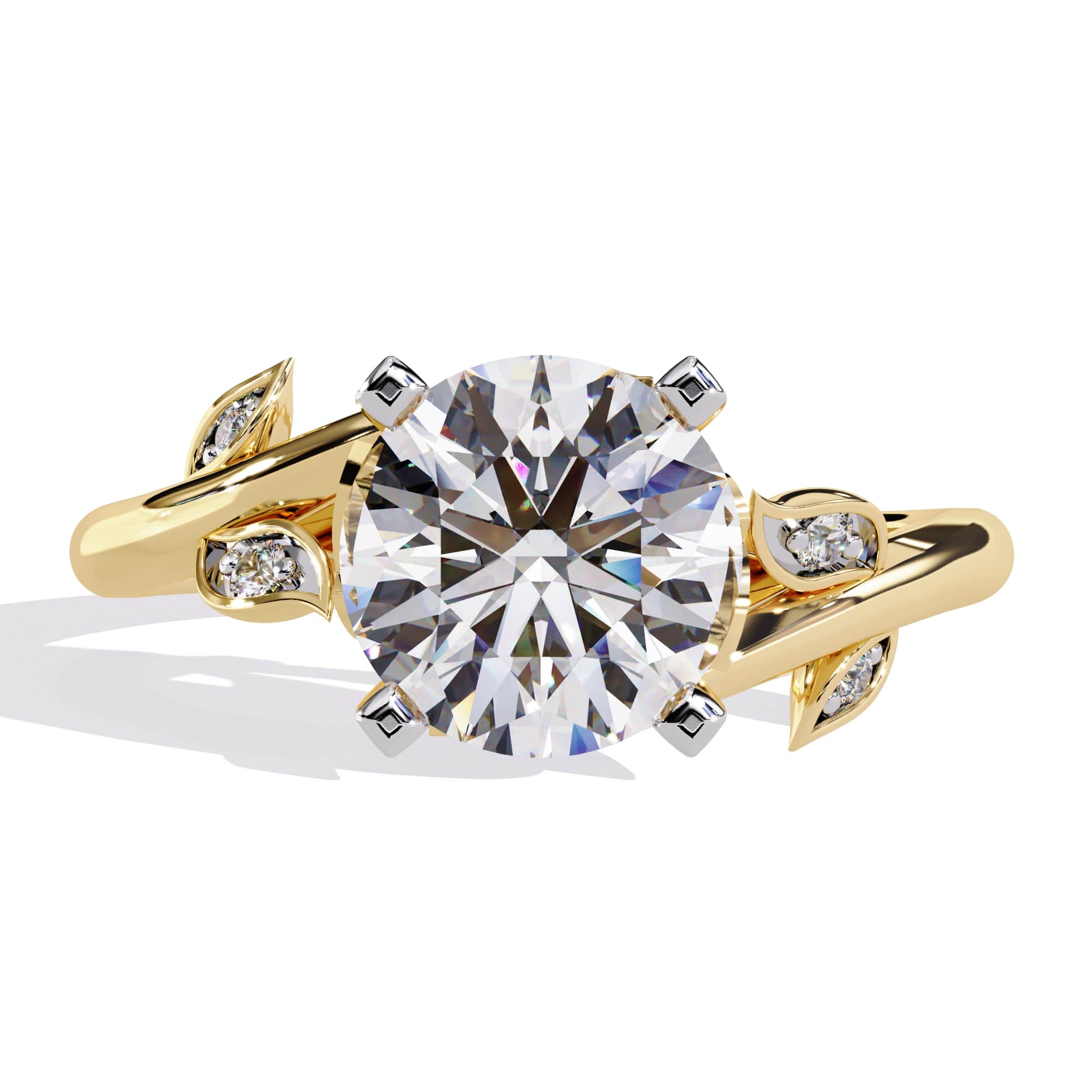 Exquisite Central Stone Diamond Ring with Shimmering Side Accents