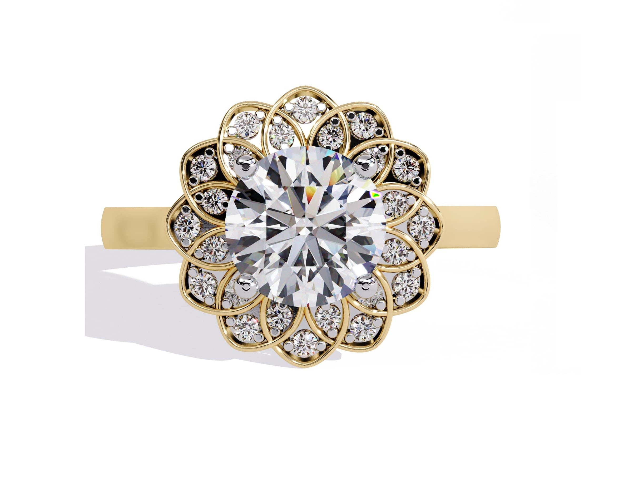 Elegant Central Stone Diamond Ring with Side Brilliance
