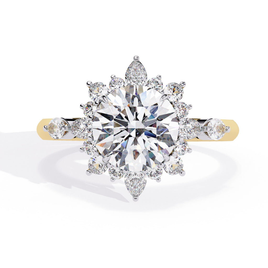 Radiant Central Stone Diamond Ring with Sparkling Side Accents