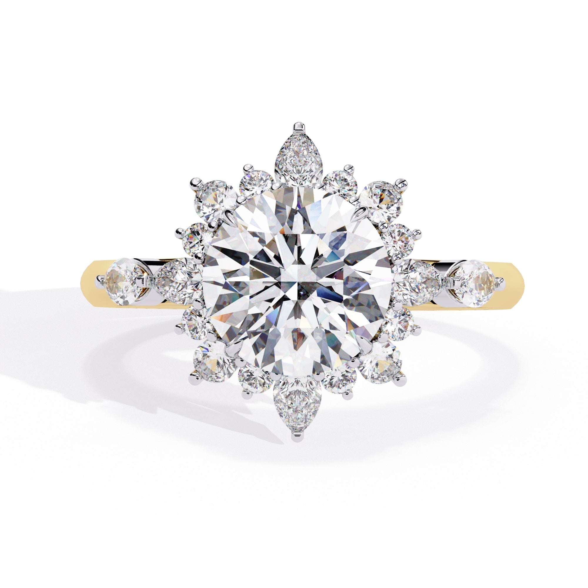 Radiant Central Stone Diamond Ring with Sparkling Side Accents