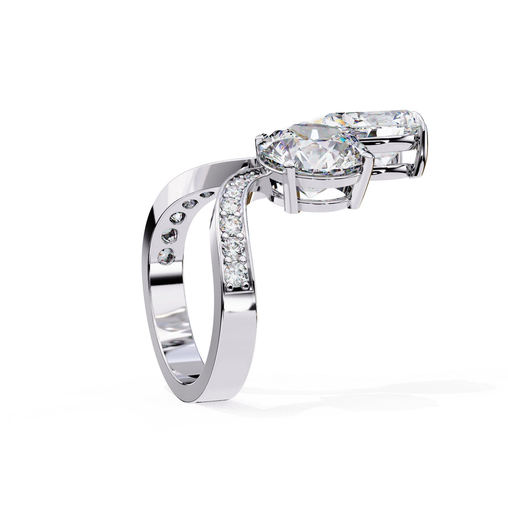 Radiant Central Brilliance Diamond Ring with Elegant Side Stones